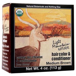 Lotus Brands Light Mountain Natural Hair Color & Conditioner Medium Brown 4 oz