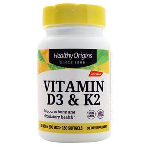 Healthy Origins Vitamin D3 & K2  180 sgels