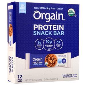 Orgain Protein Snack Bar Chocolate Chip Cookie Dough 12 bars