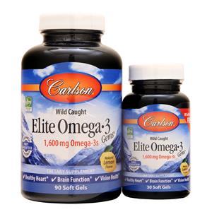 Carlson Elite Omega-3 Gems - Wild Caught Natural Lemon 90+30 Shrink Wrap 120 sgels