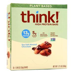 Think Thin Plant Based High Protein Bar Sea Salt Almond Chocolate 10 bars
