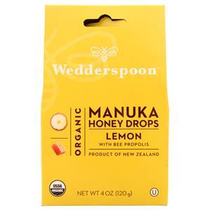 Wedderspoon Organic Manuka Honey Drops Lemon with Bee Propolis 4 oz