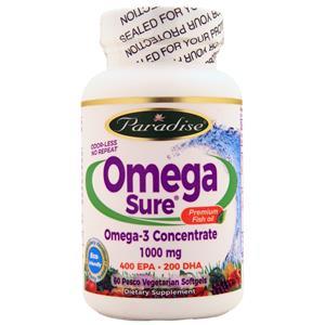 Paradise Herbs Omega Sure Omega-3 Concentrate (1000mg)  60 sgels