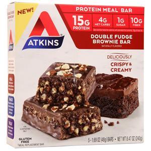 Atkins Protein Meal Bar Double Fudge Brownie 5 bars