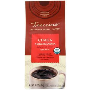 Teeccino Organic Mushroom Herbal Coffee (Gluten Free) Chaga Ashwagandha Butterscotch Cream 10 oz