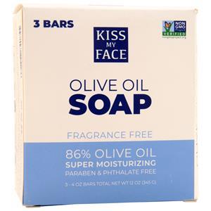 Kiss My Face Olive Oil Bar Soap Fragrance Free (3 - 4oz bars) 3 bars